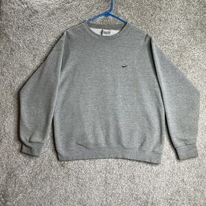 Vintage Nike Crewneck Sweatshirt Men's Large Gray Pullover Swoosh Logo